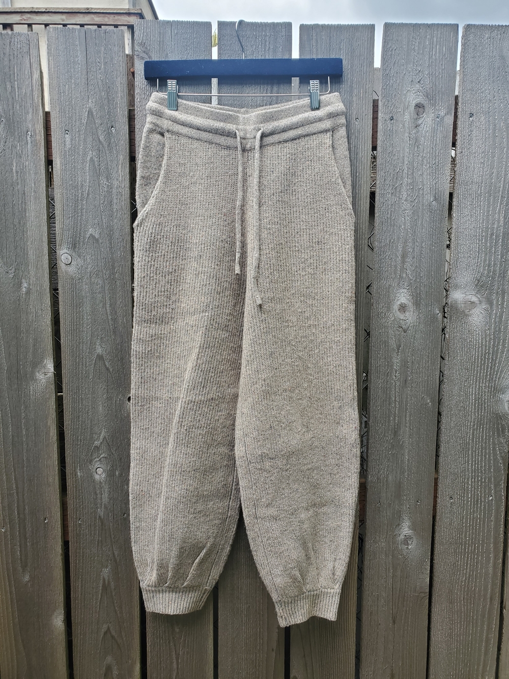 Olivaceous Taupe Cozy Knit High-waisted Joggers with Tappered Leg Size M